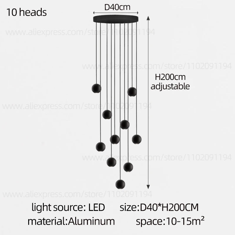 Moderne LED ronde hangkroonluchter - meerlichts trappenhuisarmatuur