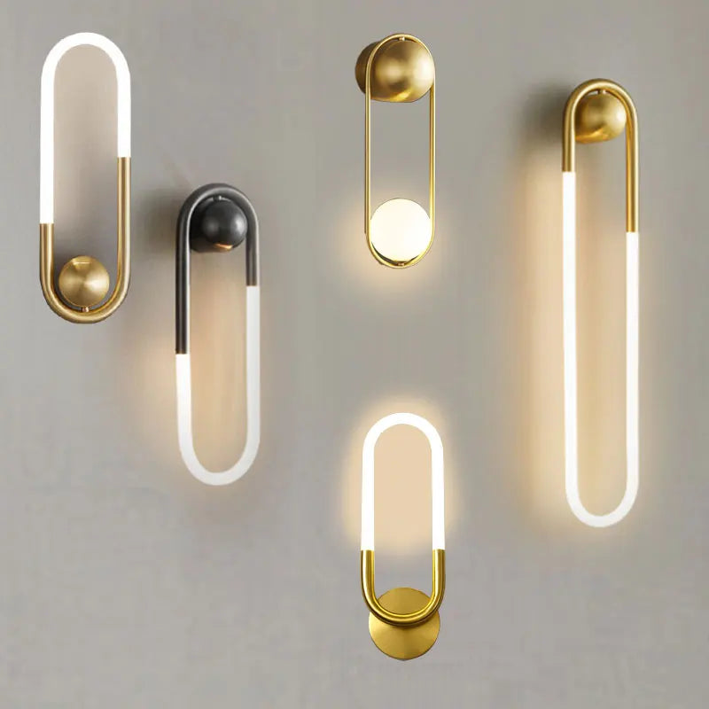 U-vormige LED Wandlamp – Art Deco Design | Koper of Zwart