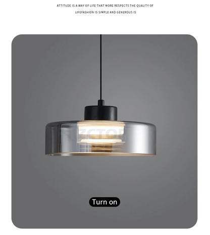 Minimalistische glazen led-hanglamp zwart