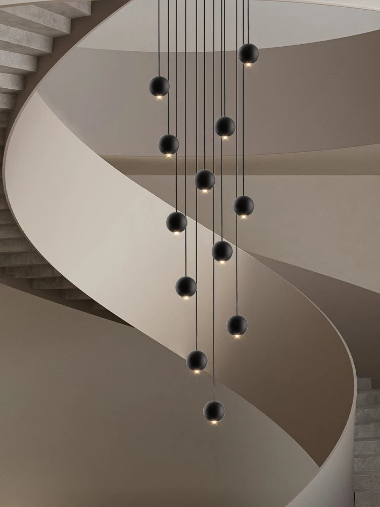Moderne LED ronde hangkroonluchter - meerlichts trappenhuisarmatuur
