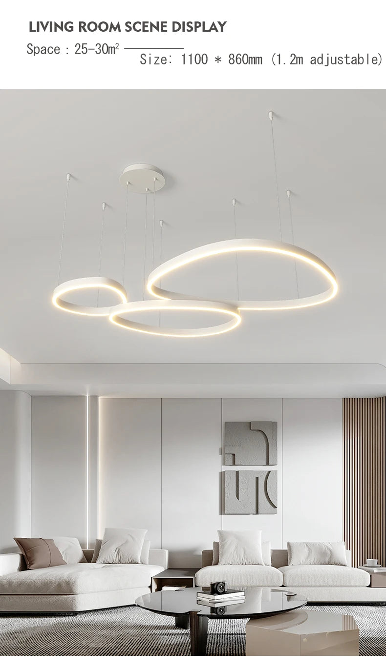 LED-Ring-Kronleuchter – Moderne Pendelleuchte für Wohnzimmer, Schlafzimmer und Esszimmer