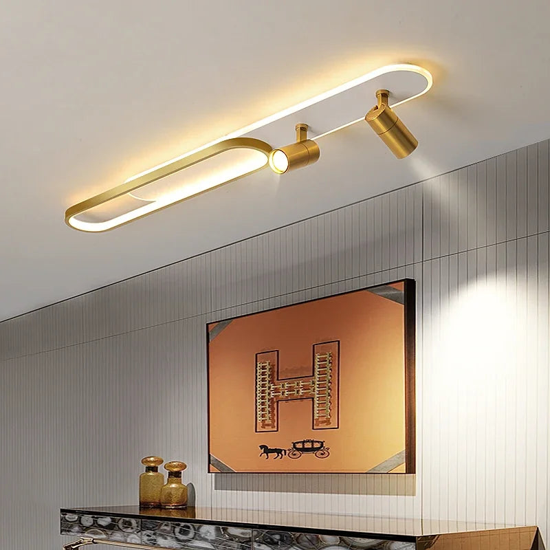 Dimbare led-plafondlamp met spotlight – 60/80/100/120 cm | Zwart, wit of goud