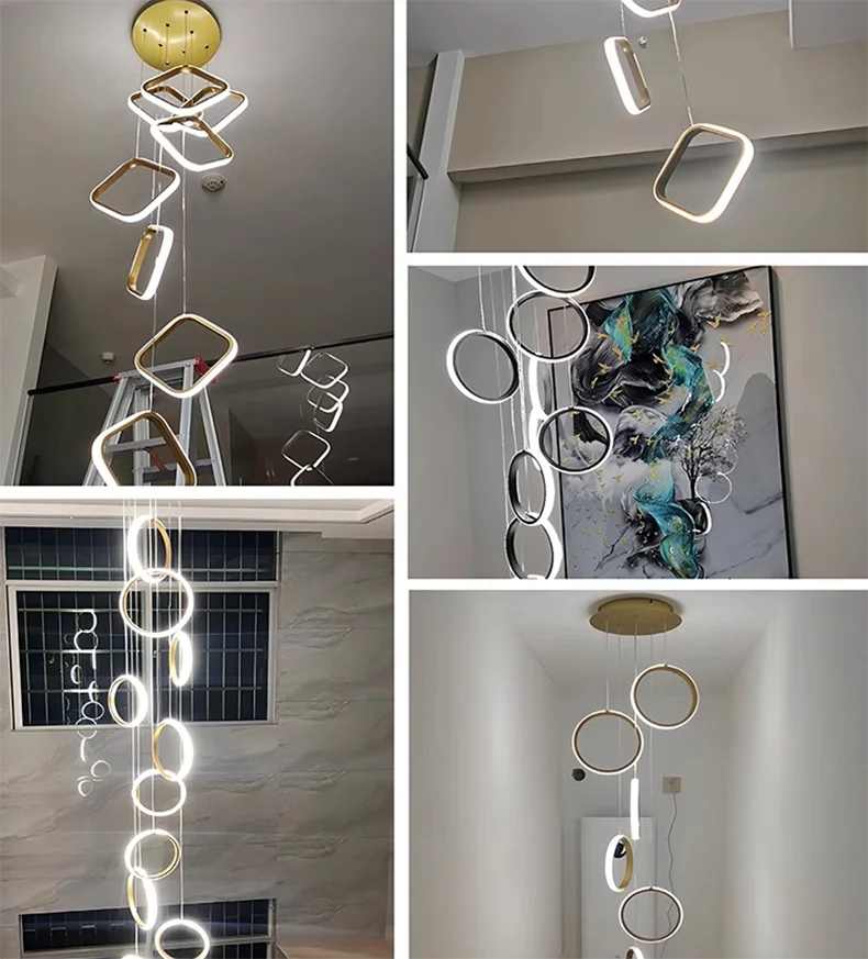 Treppenhaus-Kronleuchter mit Kristallring – Modern für Treppenhäuser und hohe Decken