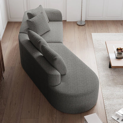 Luxe donkergrijze chenille cloudbank - 4-zits gebogen hoekbank 