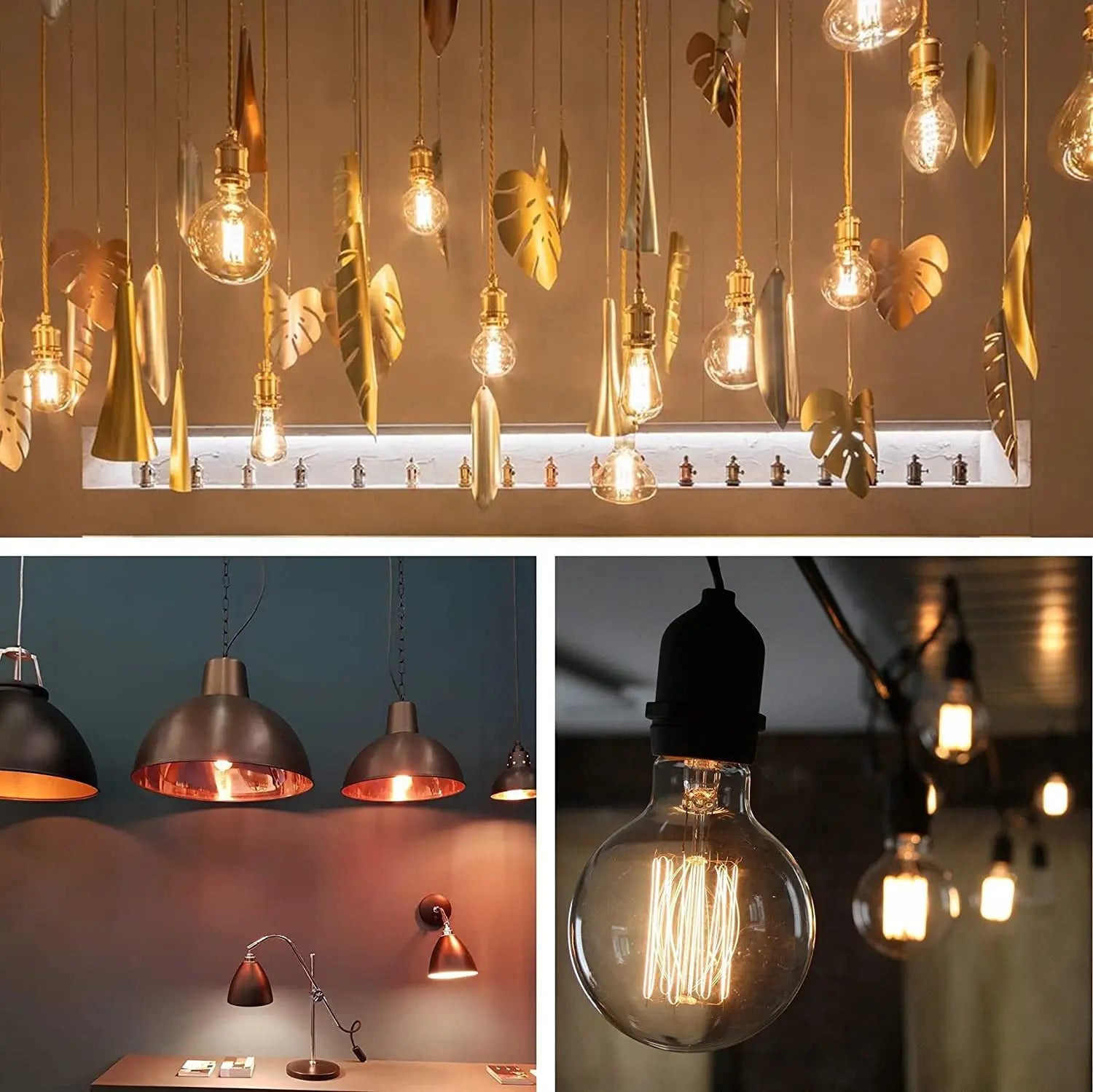 G80 LED Edison-lamp E27 dimbaar 10W vintage bolvormige lamp warm wit 2700K amberkleurig glas retro gloeidraad decoratieve lamp 220V energiebesparend