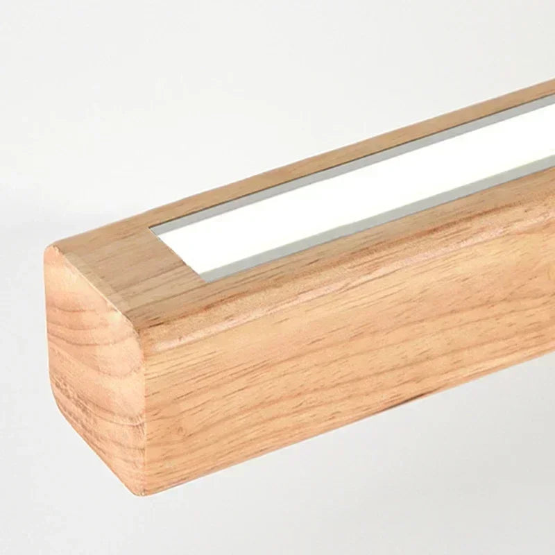 LED hanglamp - lange houten strip - keukeneilandverlichting