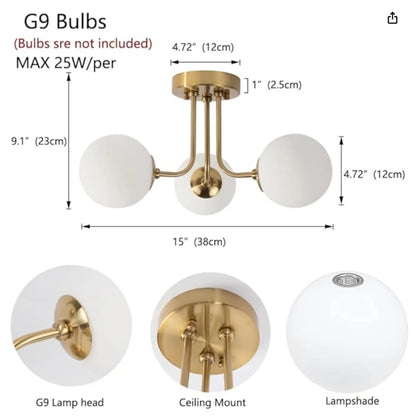 Nordic glazen bol plafondlamp - moderne smeedijzeren plafondlamp voor slaapkamer en gang