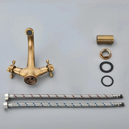 Antique Bathroom Basin Mixer Tap – Vintage Brass Finish