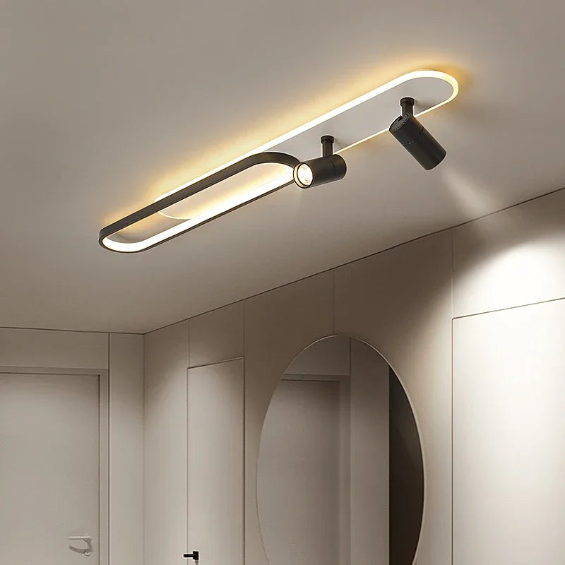 Dimbare led-plafondlamp met spotlight – 60/80/100/120 cm | Zwart, wit of goud