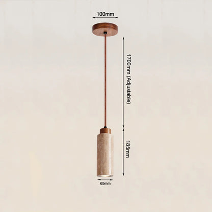 Hanglamp van natuurlijk travertijn - Japanse Wabi-Sabi stenen lamp