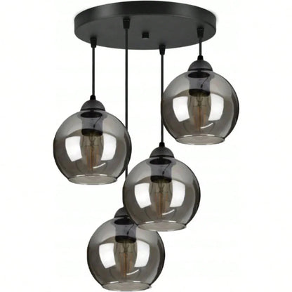 Moderner Glas-Pendelleuchter – Graue Ausführung, mehrflammige Leuchte