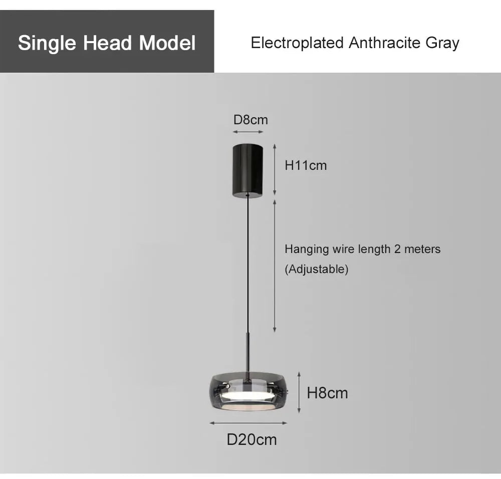 Glazen hanglamp - moderne LED-kroonluchter voor woon- en eetkamer