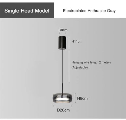 Glazen hanglamp - moderne LED-kroonluchter voor woon- en eetkamer