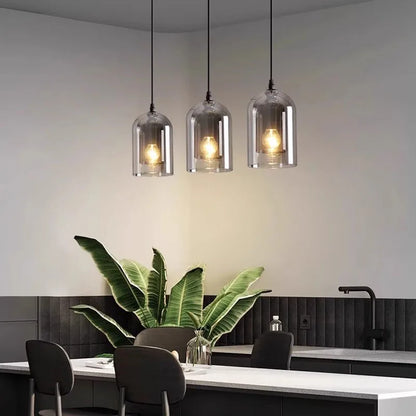 Moderne Hanglamp – Glas & IJzer, 1 of 3 Koppen, Dimbaar