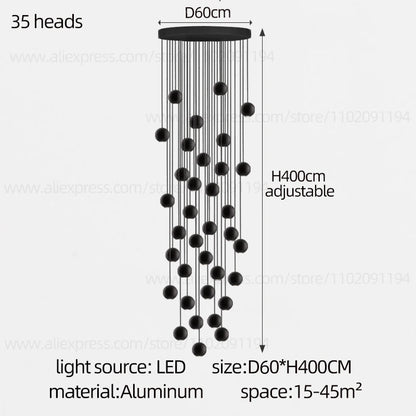 Moderne LED ronde hangkroonluchter - meerlichts trappenhuisarmatuur