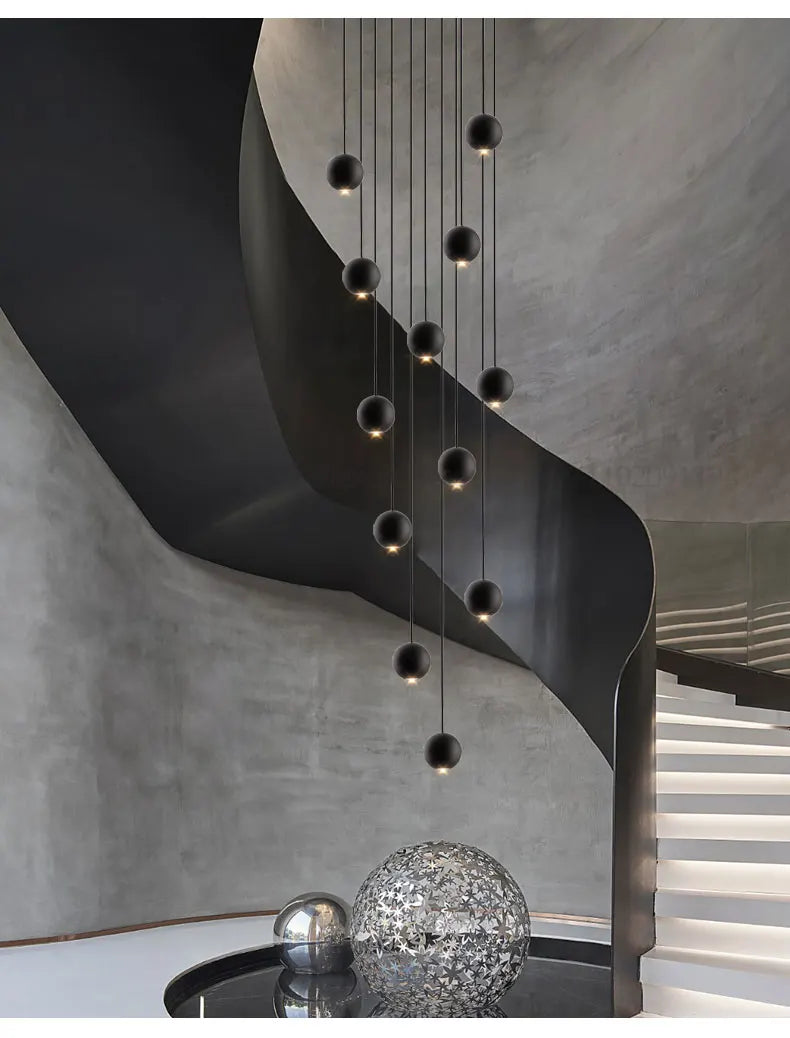 Moderne LED ronde hangkroonluchter - meerlichts trappenhuisarmatuur