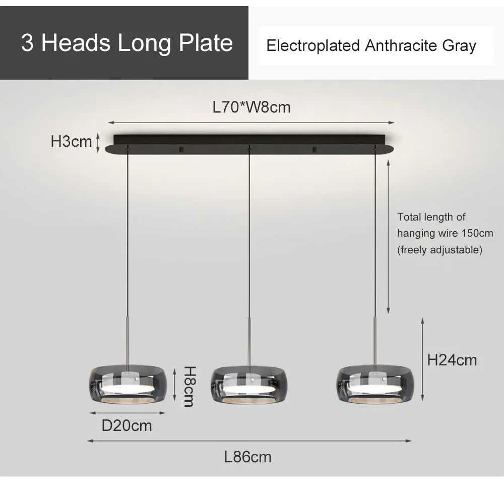 Glazen hanglamp - moderne LED-kroonluchter voor woon- en eetkamer