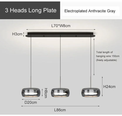 Glazen hanglamp - moderne LED-kroonluchter voor woon- en eetkamer