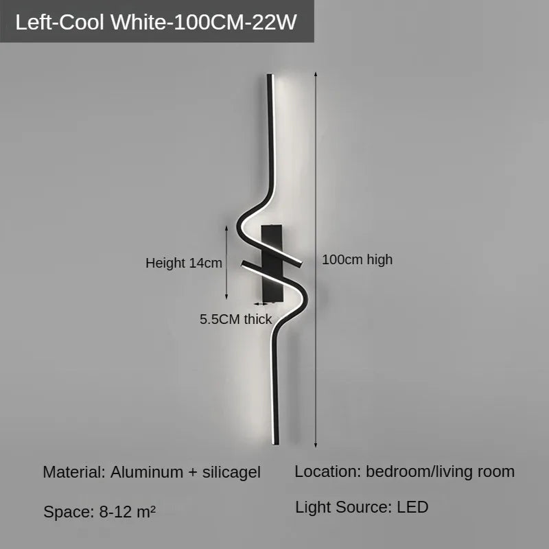 Moderne LED-wandlamp - Minimalistische striplamp voor naast het bed