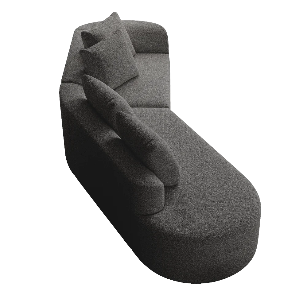 Luxe donkergrijze chenille cloudbank - 4-zits gebogen hoekbank 