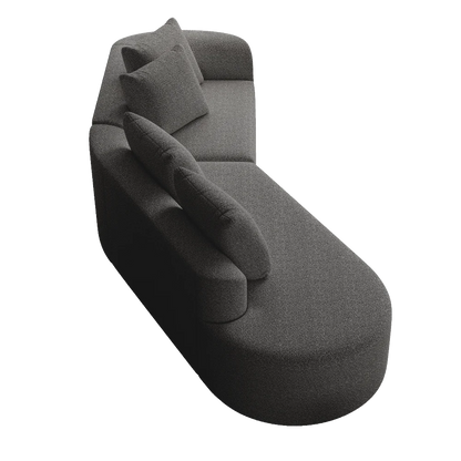 Luxe donkergrijze chenille cloudbank - 4-zits gebogen hoekbank 