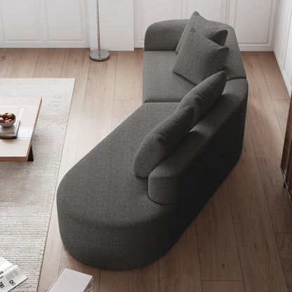 Luxe donkergrijze chenille cloudbank - 4-zits gebogen hoekbank 