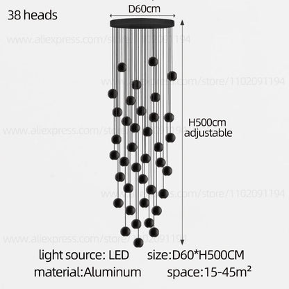 Moderne LED ronde hangkroonluchter - meerlichts trappenhuisarmatuur