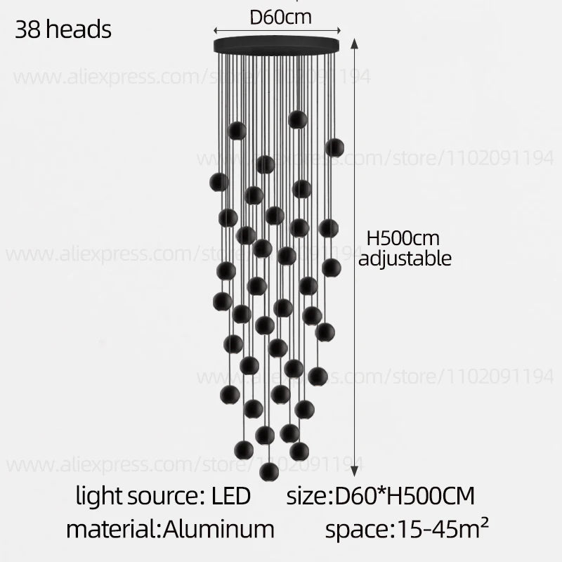 Moderne LED ronde hangkroonluchter - meerlichts trappenhuisarmatuur