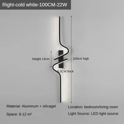 Moderne LED-wandlamp - Minimalistische striplamp voor naast het bed