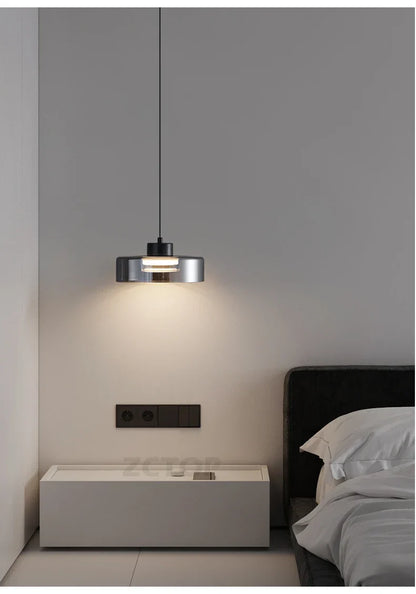 Minimalistische glazen led-hanglamp zwart