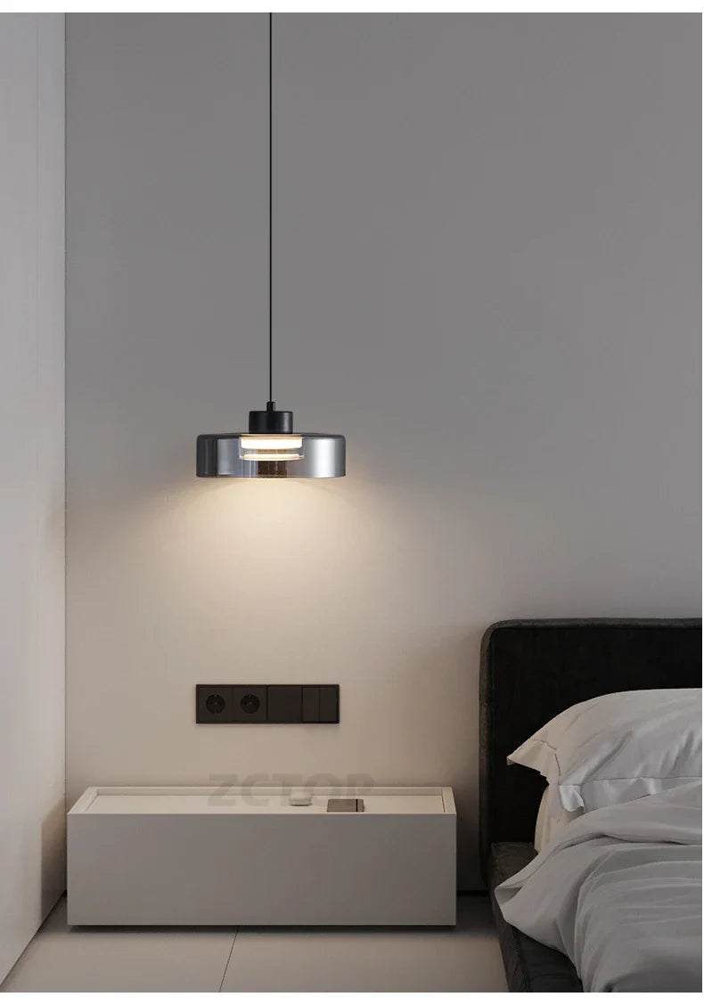 Minimalistische glazen led-hanglamp zwart