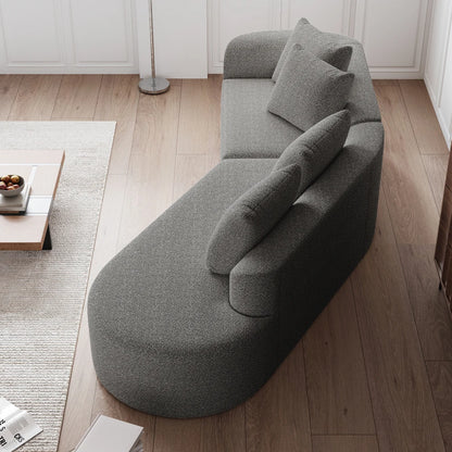 Luxe donkergrijze chenille cloudbank - 4-zits gebogen hoekbank 