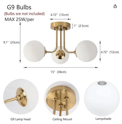 Nordic glazen bol plafondlamp - moderne smeedijzeren plafondlamp voor slaapkamer en gang