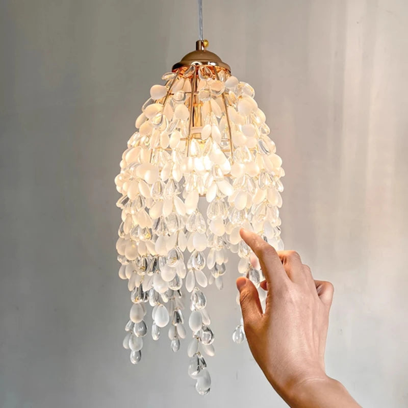 Kristallen kralen hanglamp - achthoekig ontwerp