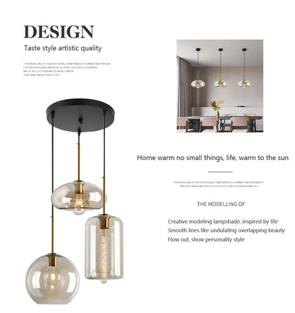 Nordic Loft Glass Stone Pendant Light - Industrial Design