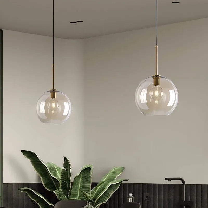 Nordic Loft Glass Stone Pendant Light - Industrial Design
