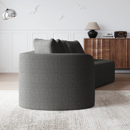 Luxe donkergrijze chenille cloudbank - 4-zits gebogen hoekbank 