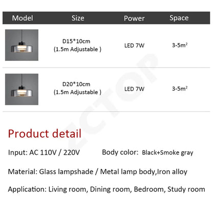Minimalistische glazen led-hanglamp zwart