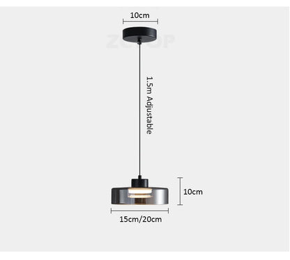 Minimalistische glazen led-hanglamp zwart