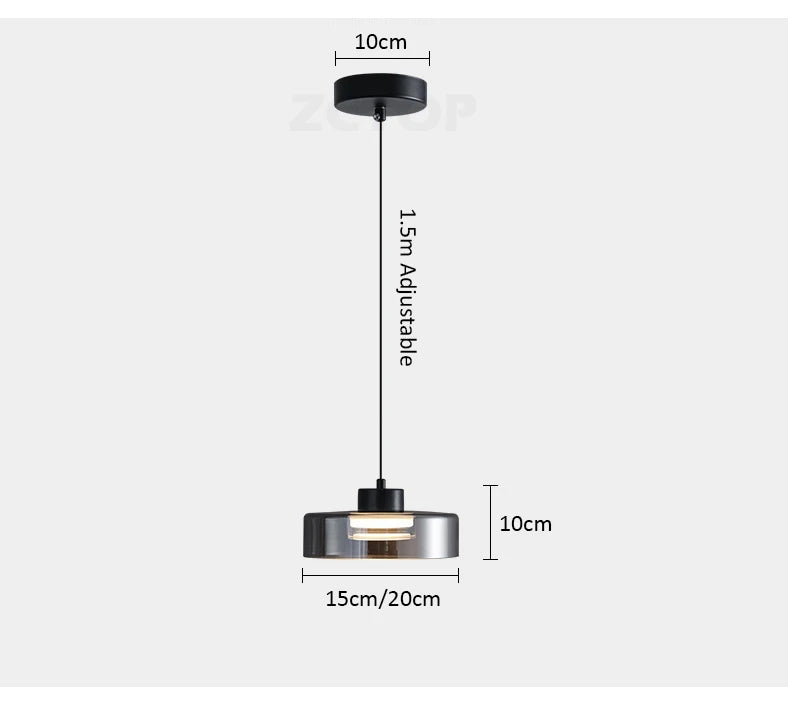 Minimalistische glazen led-hanglamp zwart