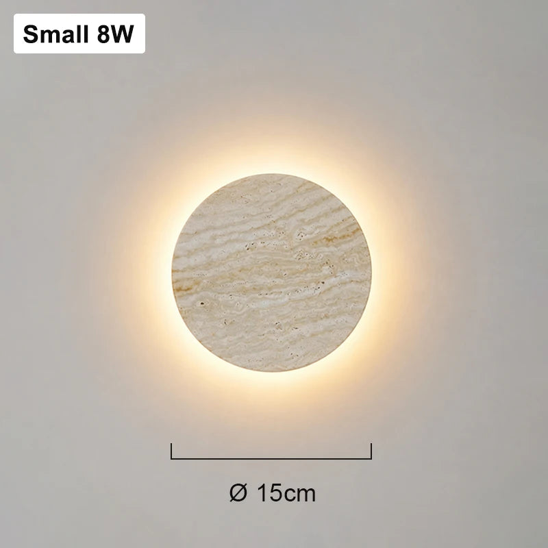 Runde LED-Wandleuchte – Wabi-Sabi-Nachttischleuchte