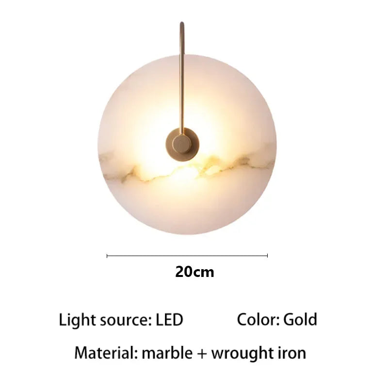 LED-Wandleuchte aus nordischem Marmor – Luxuriöse, runde Designerleuchte für Schlafzimmer und Restaurant