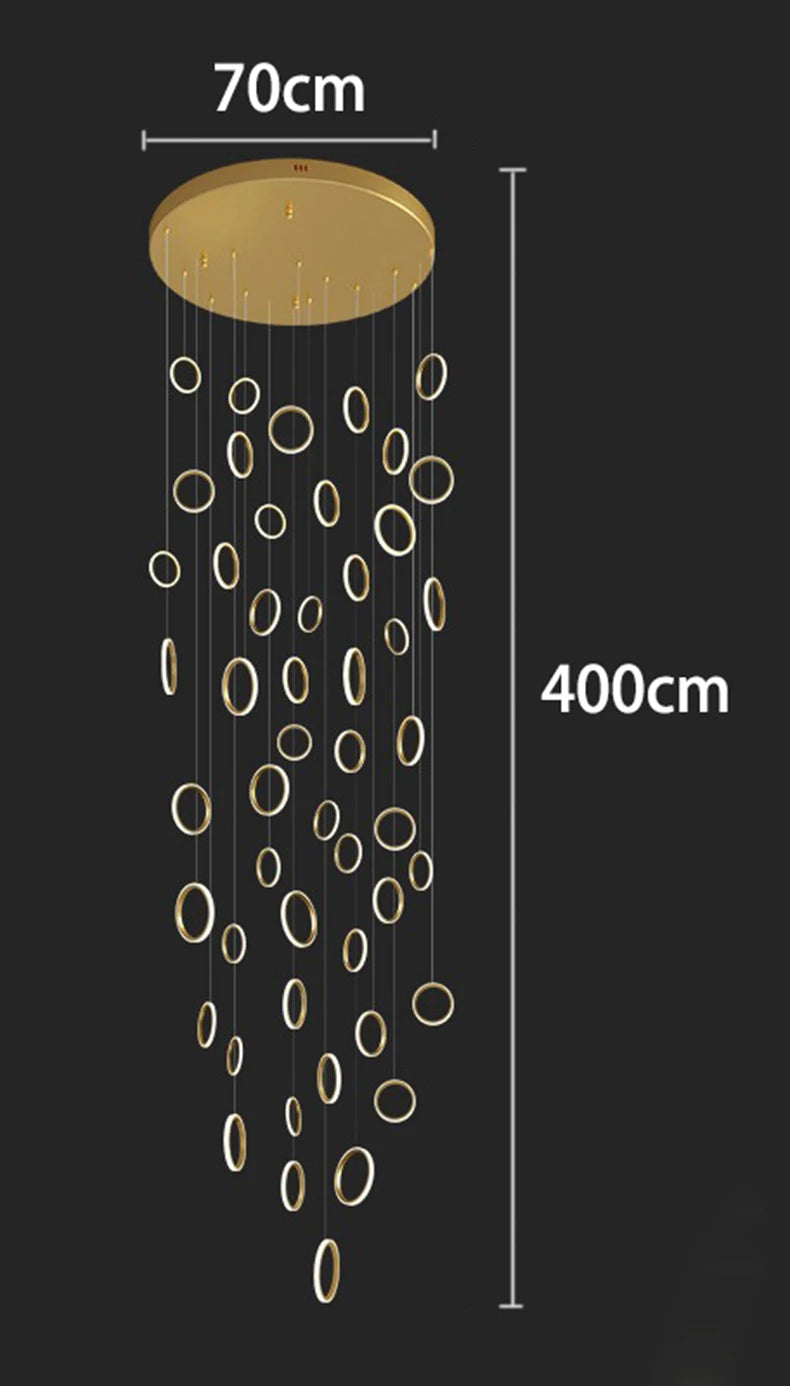 Treppenhaus-Kronleuchter mit Kristallring – Modern für Treppenhäuser und hohe Decken