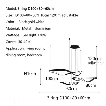 Moderne Golfvormige Ring LED Hanglamp - Circulaire Designer Kroonluchter