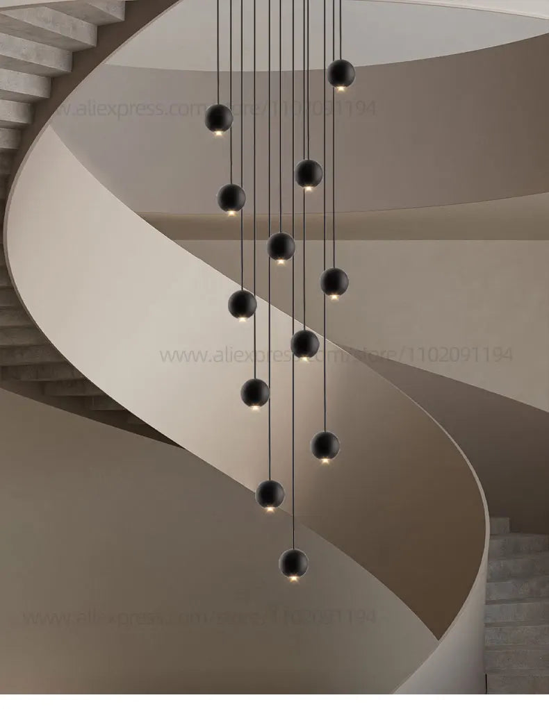 Moderne LED ronde hangkroonluchter - meerlichts trappenhuisarmatuur
