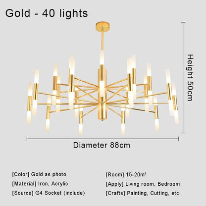 Moderne LED-Pendelleuchte im nordischen Design – G4-Kronleuchter Schwarz/Gold