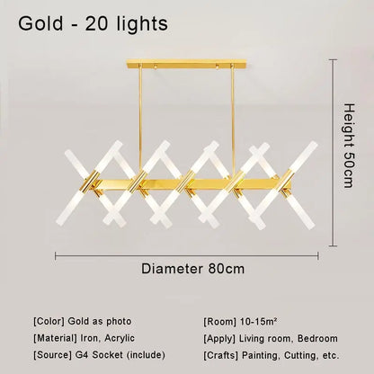 Moderne LED-Pendelleuchte im nordischen Design – G4-Kronleuchter Schwarz/Gold