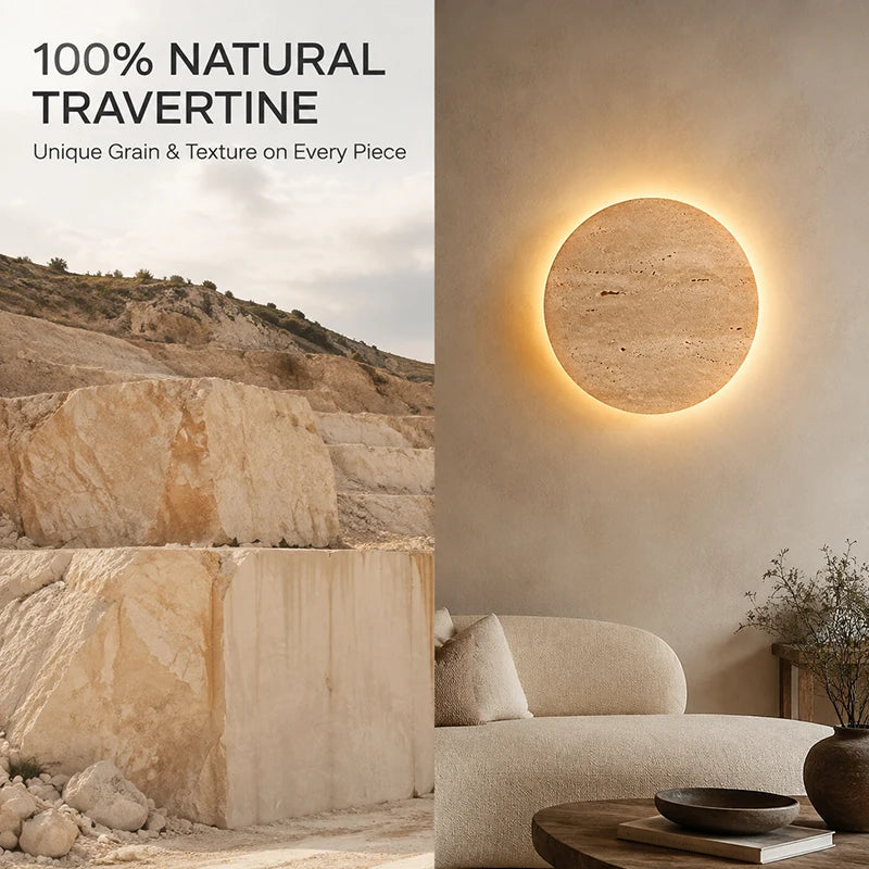 Runde LED-Wandleuchte – Wabi-Sabi-Nachttischleuchte