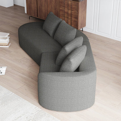 Luxe donkergrijze chenille cloudbank - 4-zits gebogen hoekbank 