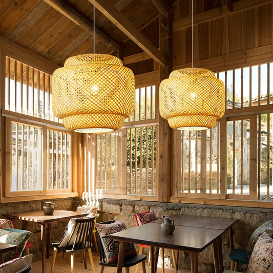 Wagner - Handgemaakte dubbellaagse hanglamp van bamboe